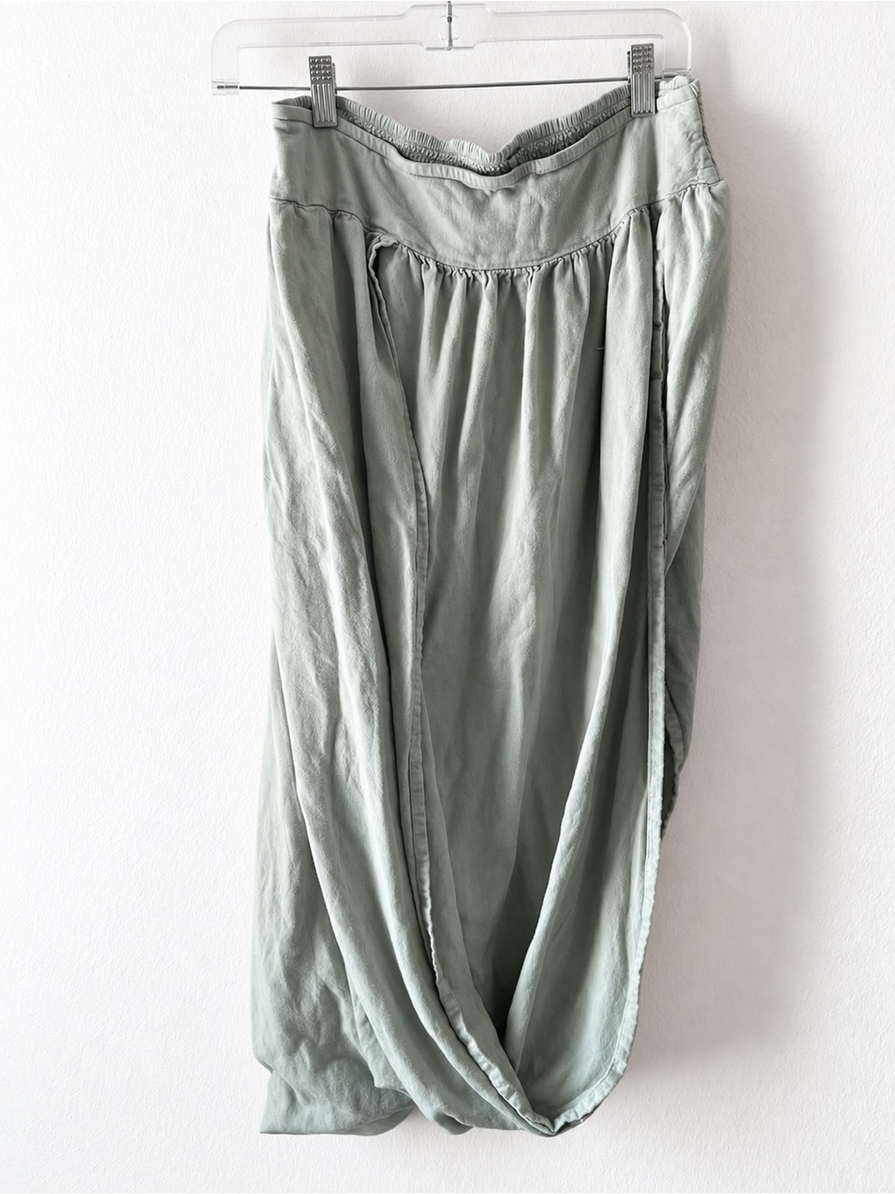 Free People Sage Green Draped Tulip Maxi Skirt Boho Size Large